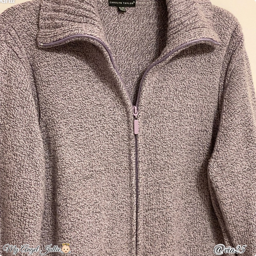 Carolyn Taylor Womens Turtleneck Knit Sweater Size XL Color Purple/Black - Picture 2 of 7